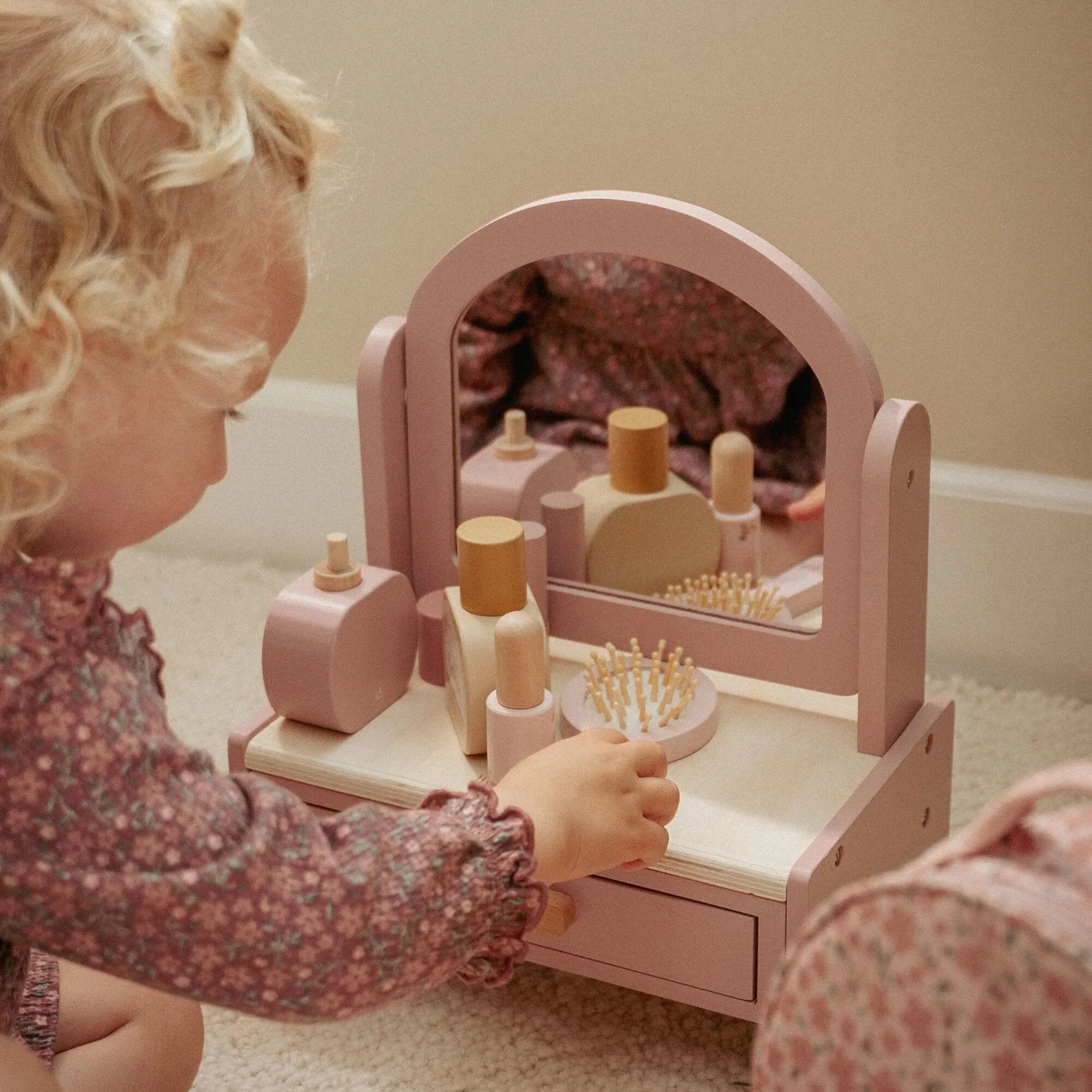 Houten kaptafel - Roze - Essentials – Image 2