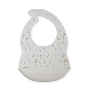 Bavoir en silicone Blanc - Printemps imprimé fleurs sauvages