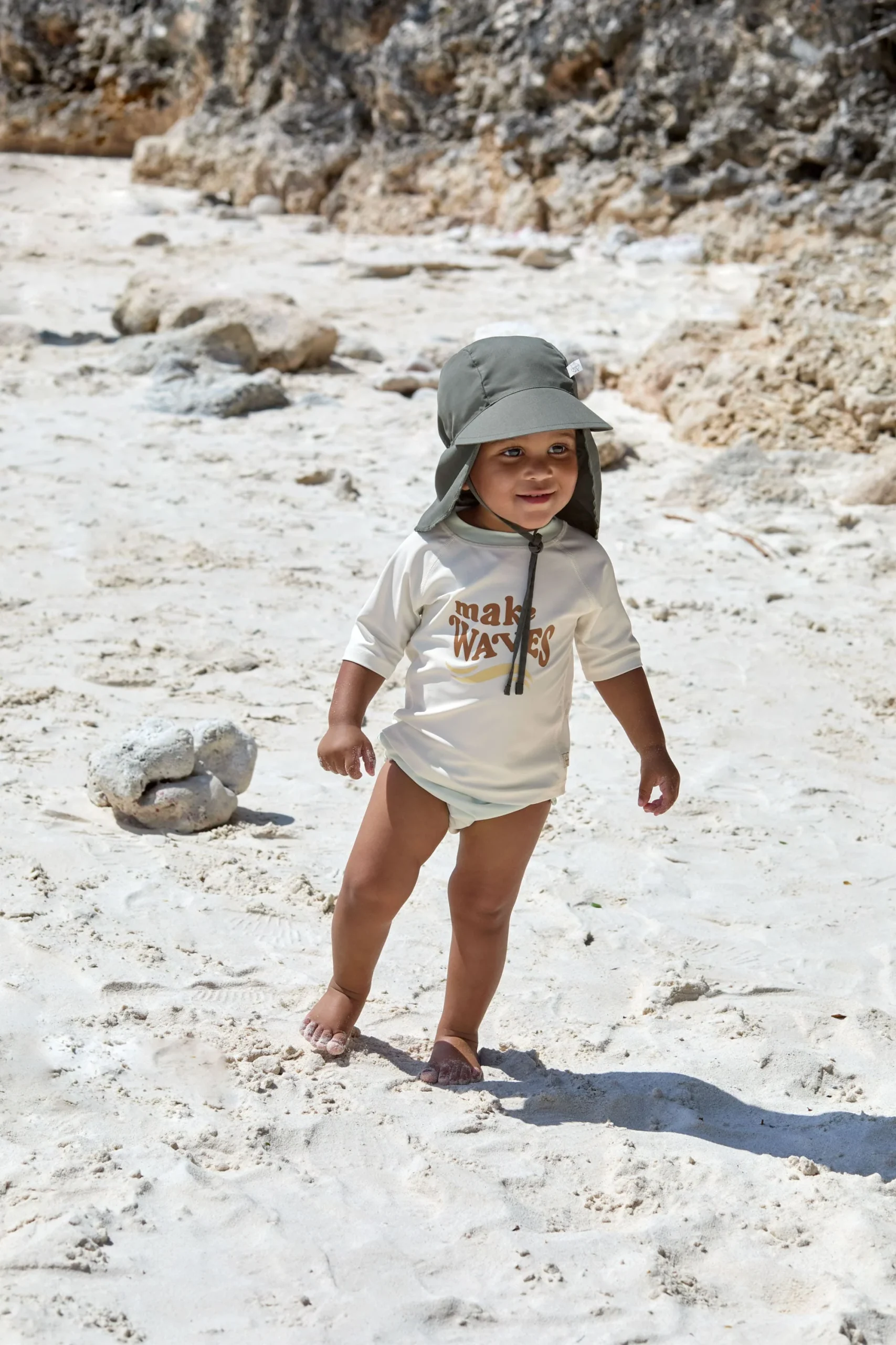 T-shirt anti-UV manches courtes enfants - Make Waves écru – Image 3