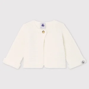 Cardigan en tricot de coton biologique - Marshmallow