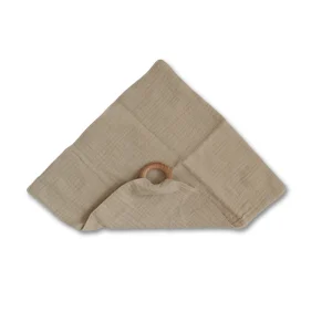 Doudou avec anneau de dentition en hêtre - Sable
