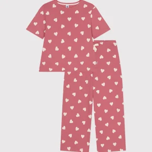 Pyjama adulte rose imprimé coeurs -