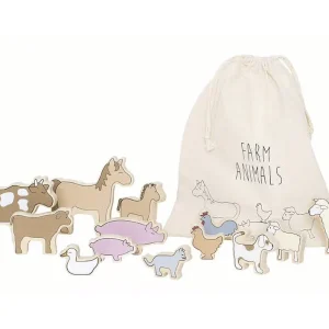 Animaux de la ferme en bois