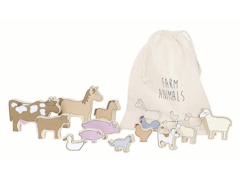 Animaux de la ferme en bois