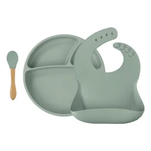 Set repas (assiette+bavoir+cuillère) - Tilleul