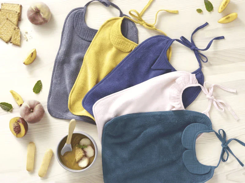 Grand bavoir bambou et gaze de coton - Indigo – Image 2