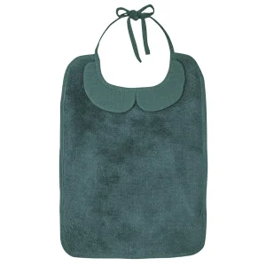 Grand bavoir bambou et gaze de coton - Vert paon