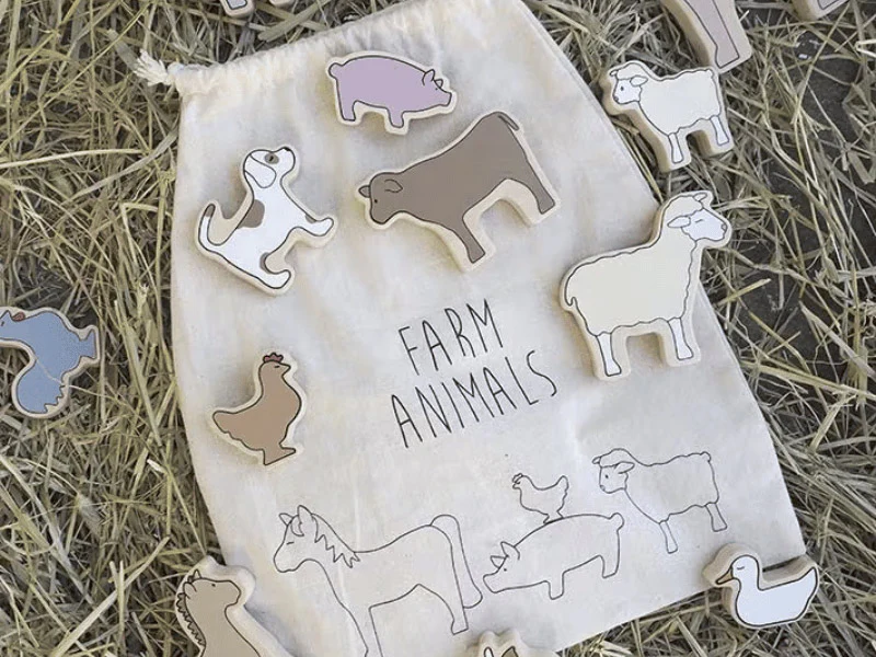 Animaux de la ferme en bois – Image 2