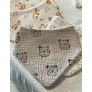 Bavoir bandana en gaze de coton & éponge bambou – motifs - Made in Berry