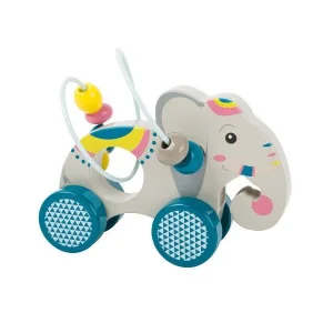 Eléphant en bois à pousser - Safari